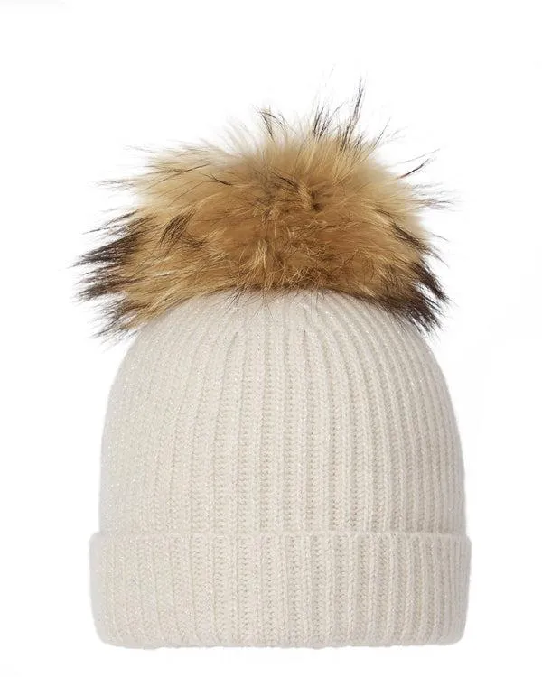 Women Women039s Ribbed Cashmere Hat With Detachable PomIn Ecru White Sparkle Ecru White Sparkle NPeal Hats Women Women039s Ribbed Cashmere Hat With Detachable PomIn Ecru White Sparkle Ecru White Sparkle NPeal Hats