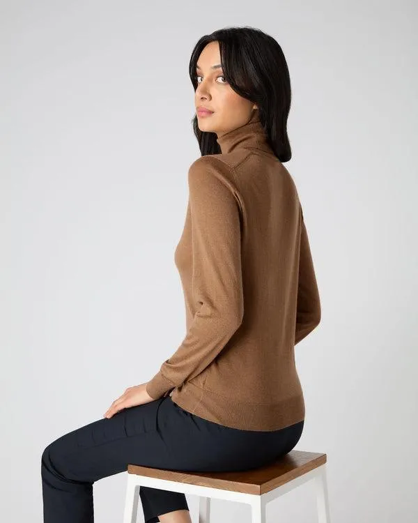 Women Women039s Superfine Turtle Neck Cashmere SweaterIn Dark Camel Brown Dark Camel Brown NPeal Turtle Necks