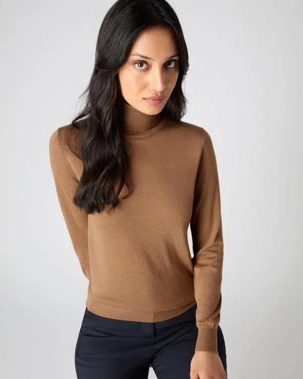Women Women039s Superfine Turtle Neck Cashmere SweaterIn Dark Camel Brown Dark Camel Brown NPeal Turtle Necks