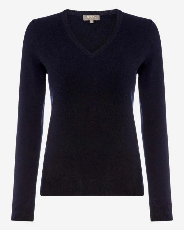 Women Women039s V Neck Cashmere SweaterIn Navy Blue Navy Blue NPeal V Necks