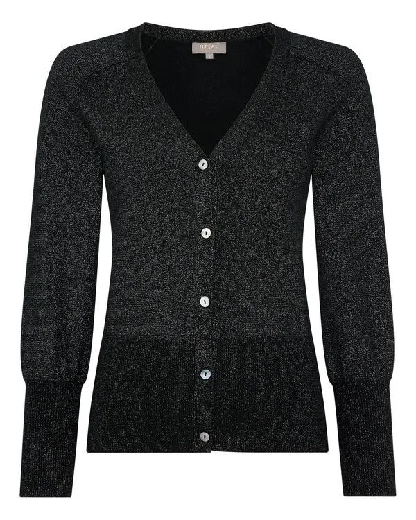 Women Women039s V Necked Cashmere Cardigan With LurexIn Black Sparkle Black Sparkle NPeal Cardigans