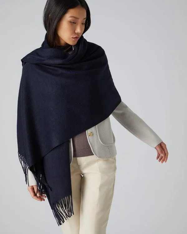 Women Women039s Woven Cashmere ShawlIn Navy Blue Navy Blue NPeal Pashminas Wraps and Shawls