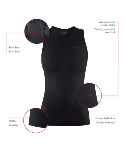 Women Women Tanktop Warm Black FALKE Short Sleeve Shirts