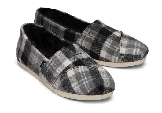 Women WomenAlpargata Grey Plaid With Faux Fur Plaid Grey TOMS Exclusives