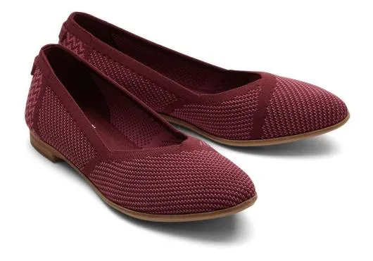 Women WomenJutti Neat Burgundy Knit Flat Deep Burgundy TOMS Dress Casual