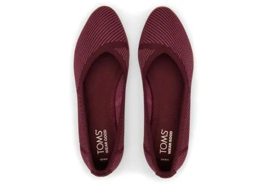 Women WomenJutti Neat Burgundy Knit Flat Deep Burgundy TOMS Dress Casual