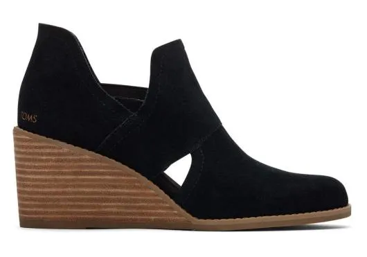 Women WomenKallie Black Suede Cutout Wedge Boot Suede Black TOMS Exclusives