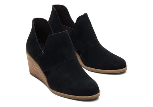 Women WomenKallie Black Suede Cutout Wedge Boot Suede Black TOMS Exclusives