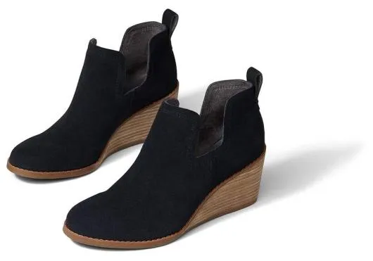Women WomenKallie Black Suede Wedge Boot Black TOMS Boots and Booties
