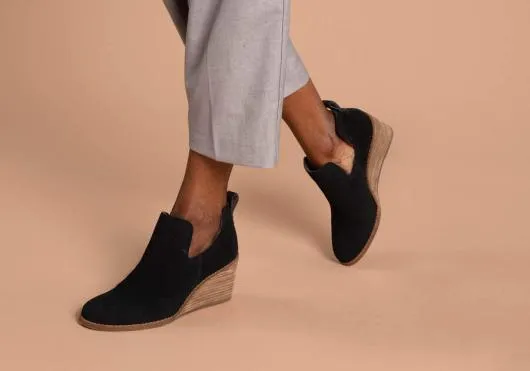 Women WomenKallie Black Suede Wedge Boot Black TOMS Boots and Booties