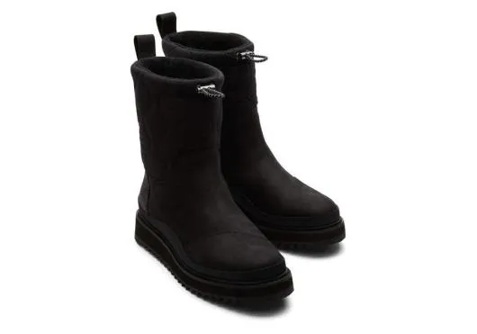 Women WomenMakenna Black Water Resistant Leather Boot Water Resistant Black Leather TOMS Boots and Booties