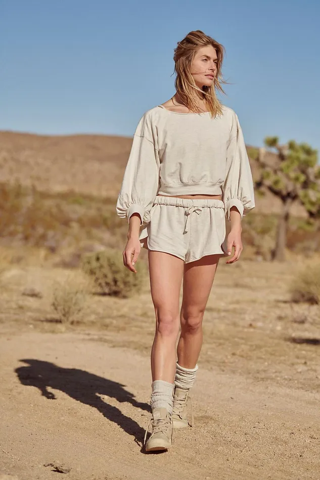 Women Workout Sets Free People Spring Forward Set Oatmeal Heather