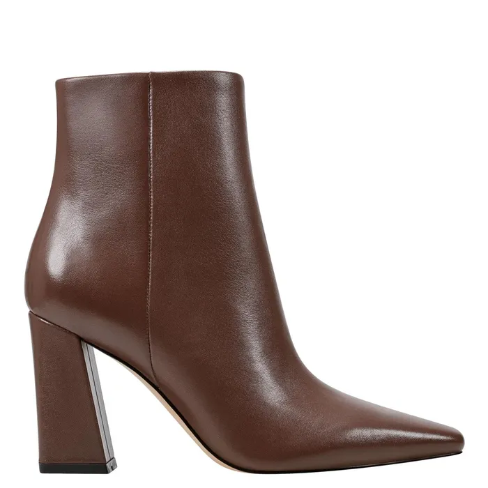 Women Yanara Heeled Bootie Dark Brown Leather Marc Fisher Boots and Booties