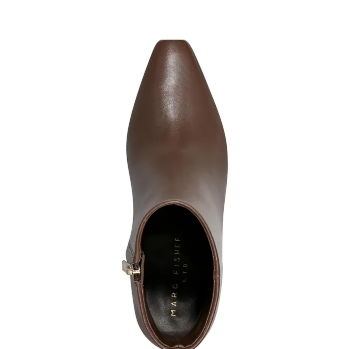 Women Yanara Heeled Bootie Dark Brown Leather Marc Fisher Boots and Booties