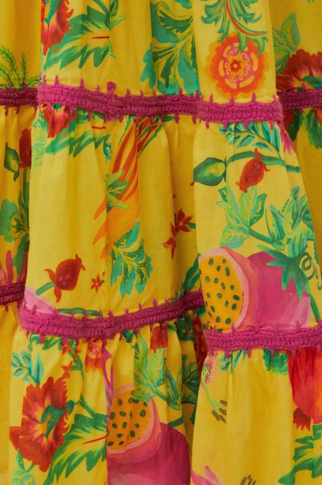 Women Yellow Delicate Fruit Garden Smocked Maxi Dress Delicate Fruit Garden Yellow FARM Rio Maxi Dresses