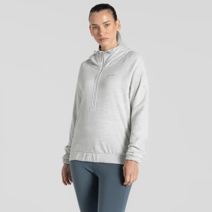 Womens Half Zip Fleece Craghoppers Esk Hooded Half Zip Fleece Lunar Grey