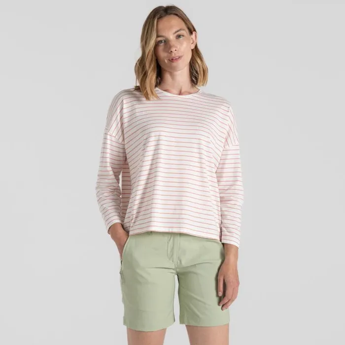 Womens Long Sleeve Craghoppers Kielder Long Sleeved TShirt Sunset Haze Stripe