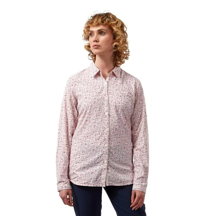 Womens Long Sleeve Craghoppers NosiLife Fara Long Sleeved Shirt Raspberry Print Womens Long Sleeve Craghoppers NosiLife Fara Long Sleeved Shirt Raspberry Print