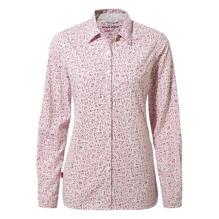 Womens Long Sleeve Craghoppers NosiLife Fara Long Sleeved Shirt Raspberry Print Womens Long Sleeve Craghoppers NosiLife Fara Long Sleeved Shirt Raspberry Print