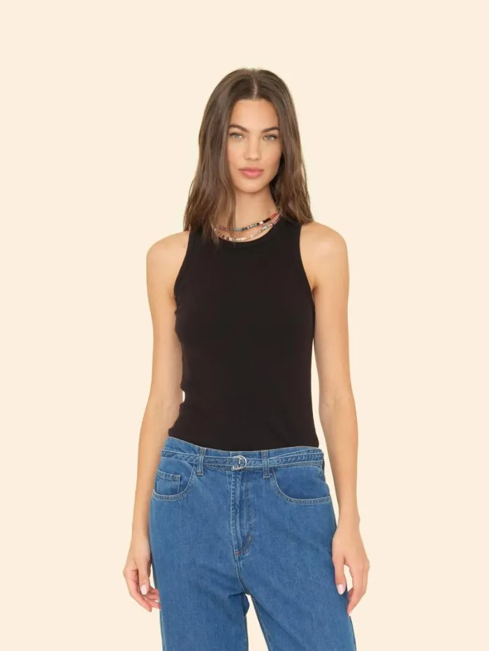 Xirena Black Arynn Wide Rib Tank Top Women Tops