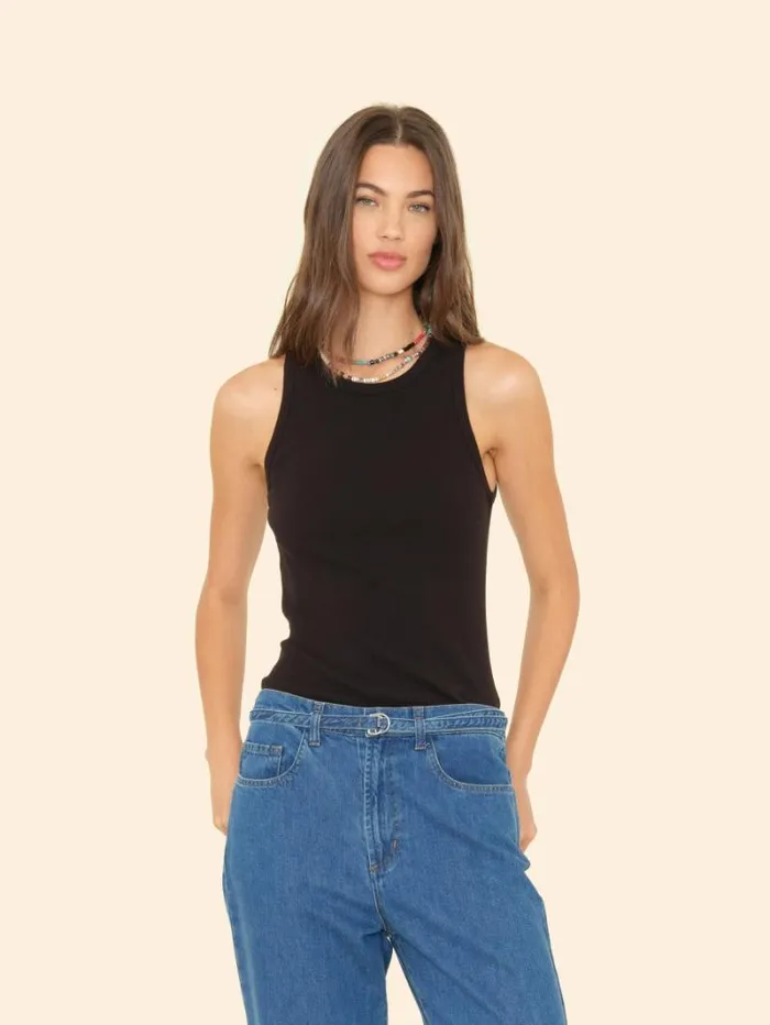 Xirena Black Arynn Wide Rib Tank Top Women Tops