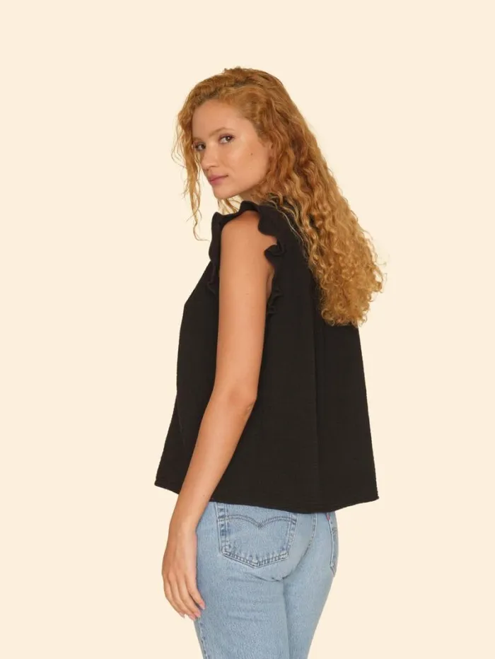 Xirena Black Bex Gauze Top Women Tops