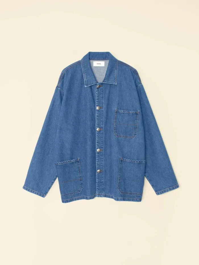 Xirena Deep Indigo Stanford Denim Jacket Women Sweaters and Jackets