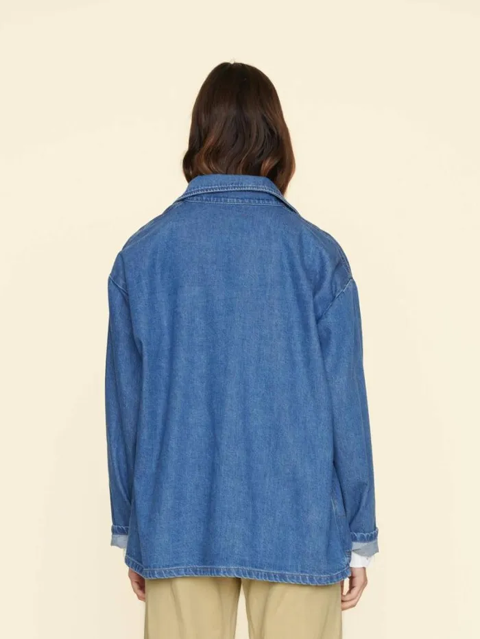 Xirena Deep Indigo Stanford Denim Jacket Women Sweaters and Jackets