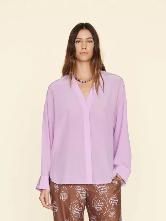 Xirena Orchid Bloom Frances Silk Shirt Women Shirts
