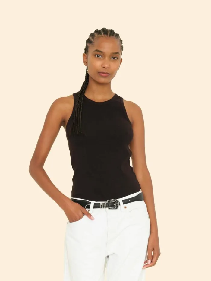 Xirena True Black Arynn Fine Rib Tank Top Women Sweats and Tees