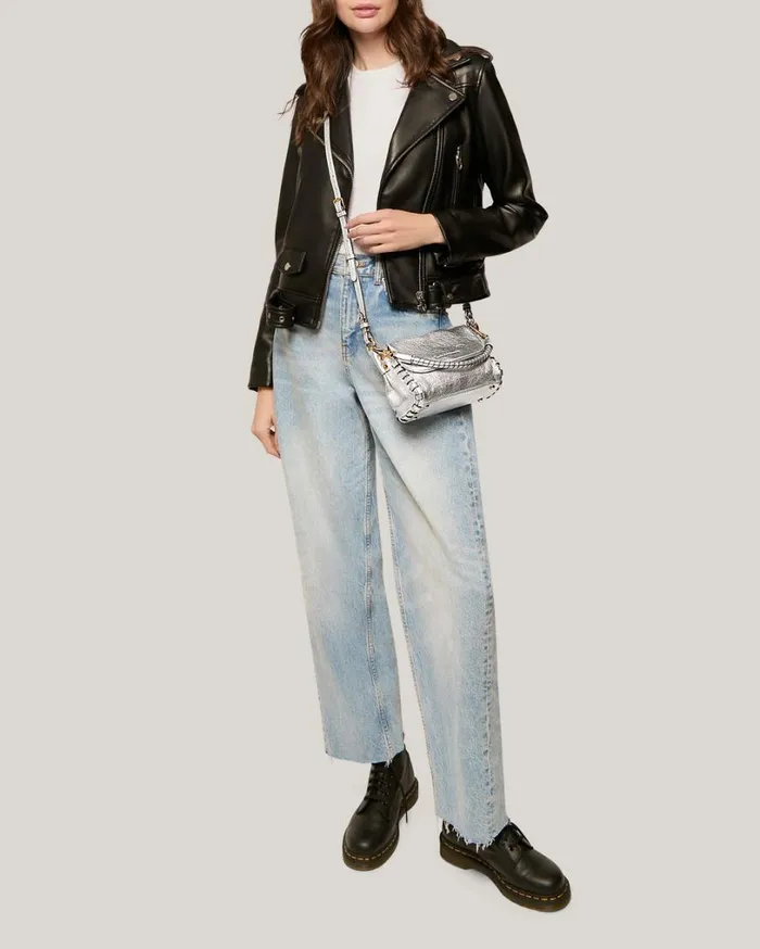 Zen Mini Crossbody Silver Pebble Metallic Women Aimee Kestenberg Crossbody Bags